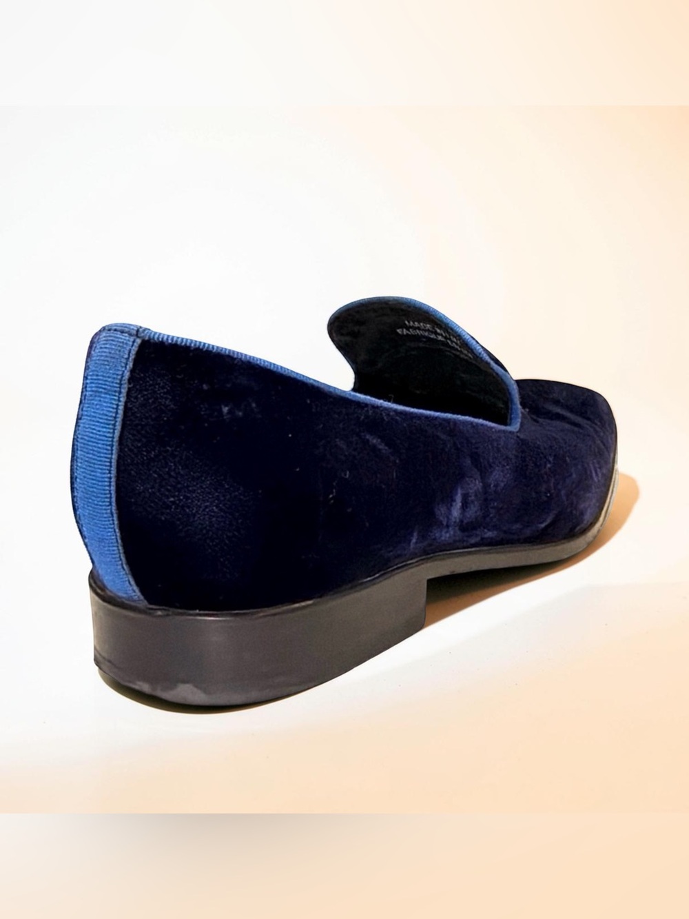 Saks Fifth Avenue Velvet Loafers Made in Italy Navy Blue Size 10M Luxury Slip-On - Picture 13 of 16